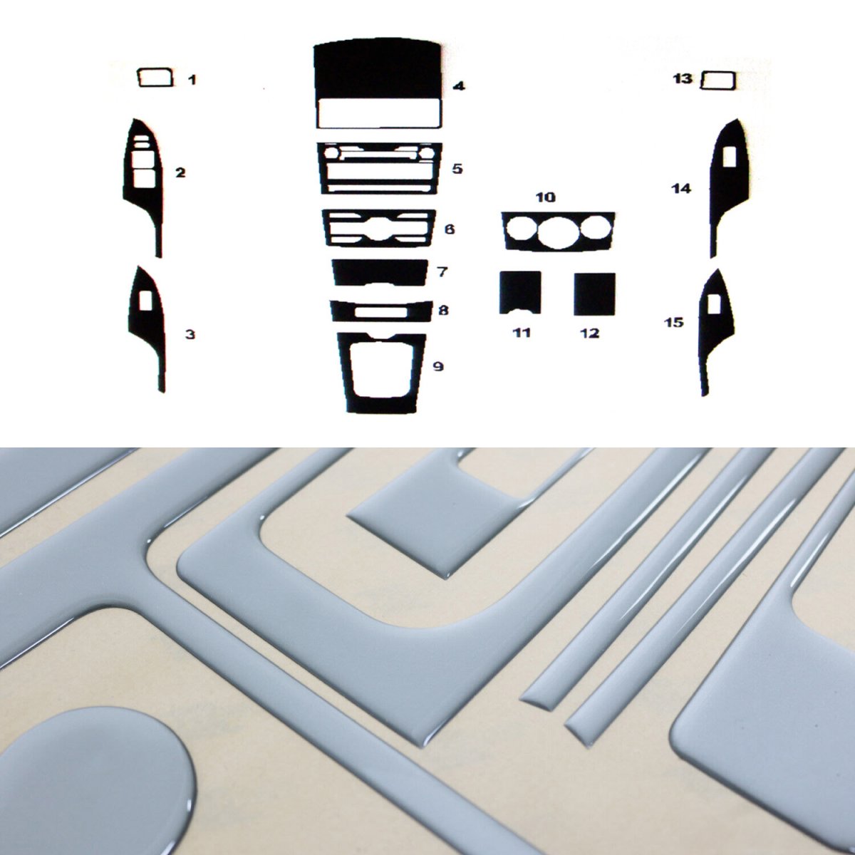 Toyota Corolla Dashboard Kit - Omac - 15 Pcs. (Alu.) - '09-'13